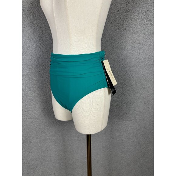 Gottex High Waisted Ruched Swimsuit Bikini Bottom Green Size 6 New With Tag's. - Picture 3 of 8